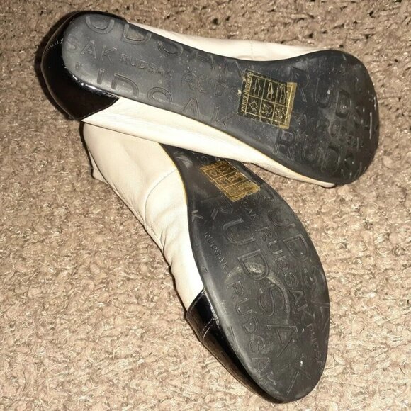 RUDSAK-Canadian Luxury Brand-Patent & Leather Ballet Flats-Taupe/Black-Sz 36-New - Picture 6 of 6